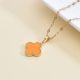Orange Four Leaf Clover Pendant Necklace
