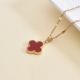 Red Clover Leaf Pendant Necklace