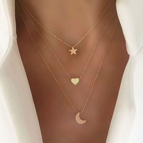Star Moon Heart Layered Necklace